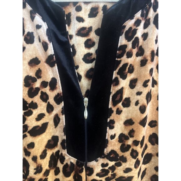 Charter Club Intimates Full Length Robe Leopard Print Plush Velour Half Zip XL - Picture 2 of 8